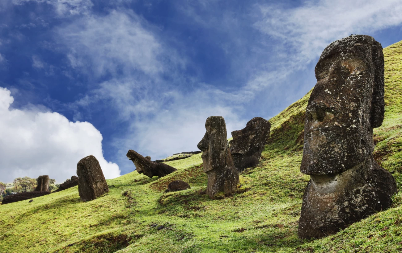 Moai hillside on Easter Island