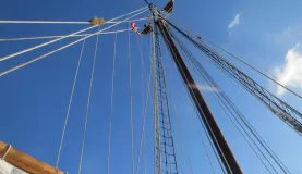 Catching the wind on our sailing adventure on the Liberty Clipper