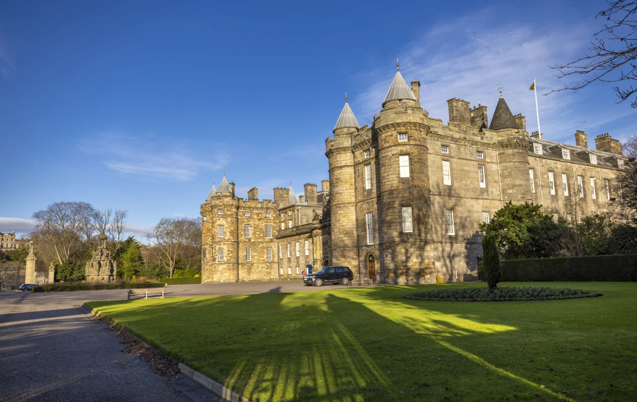 The Palace of Holyroodhouse stands at the end of Edinburgh's Royal Mile