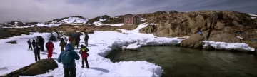 A zodiac landing on remote shores