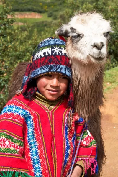 Quetchua boy with his llama