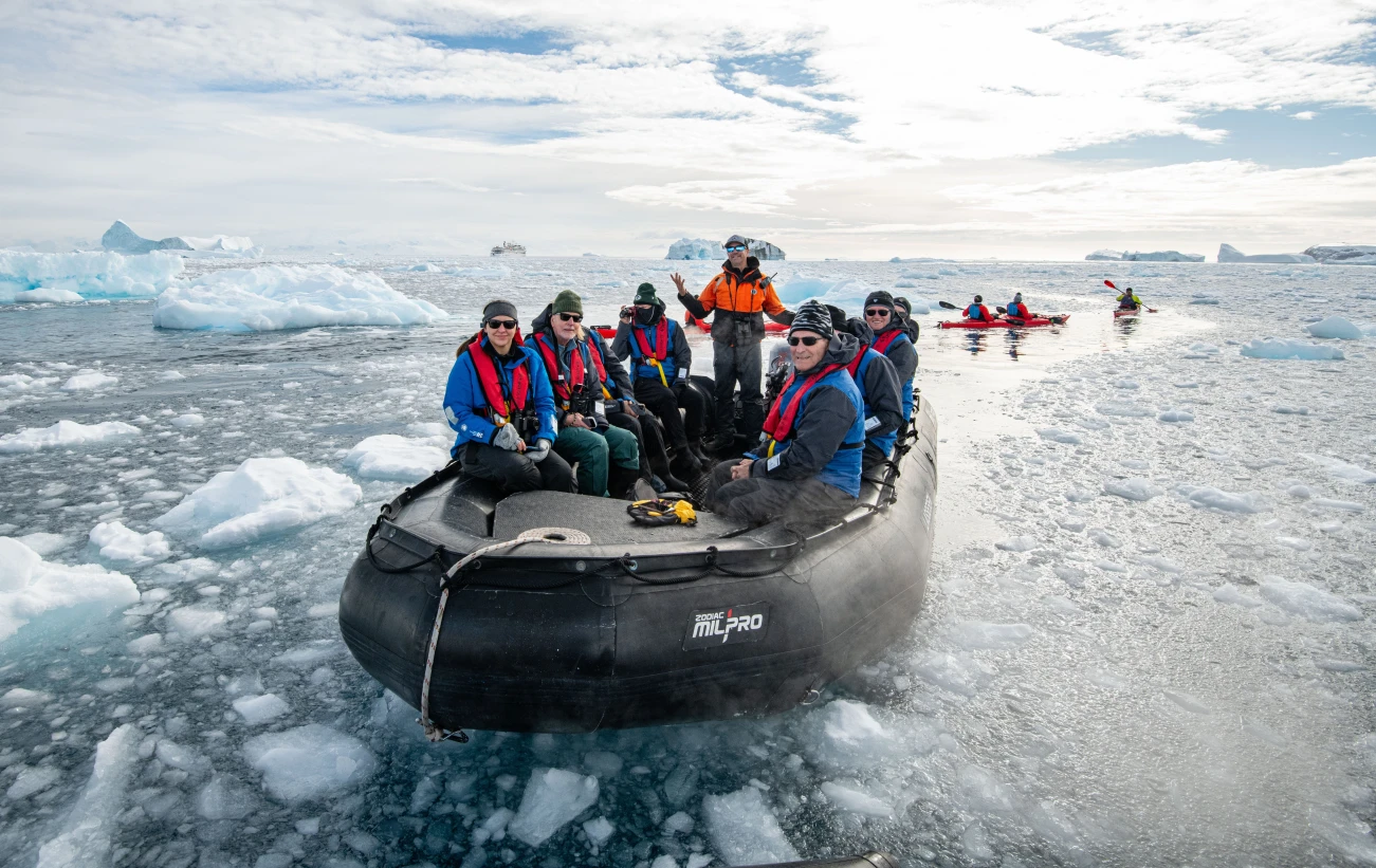 An expedition moment in the icy waters of Antarctica