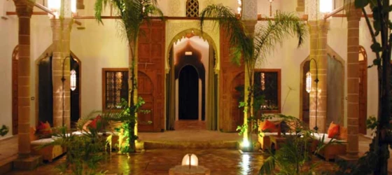 High ceiling patio of Riad Kalaa in Rabat, Morocco