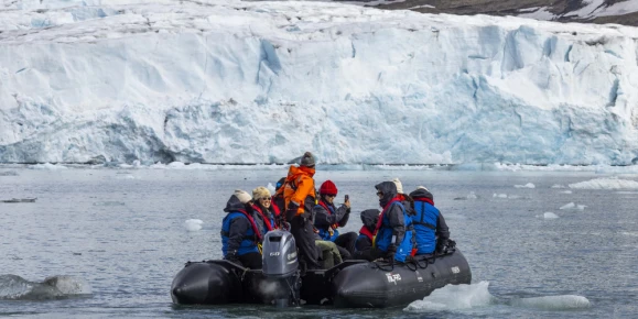 Zodiac cruising the Svalbard waters