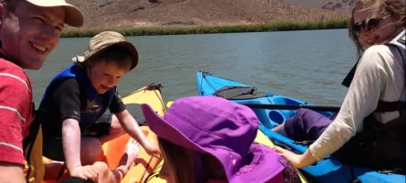 Family kayaking fun in the Sea of Cortez