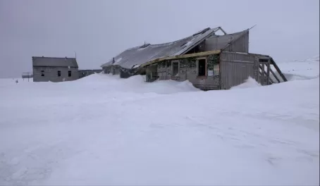 Ruins of huts in Antarctica
