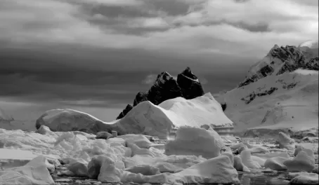 Antarctica in black and white