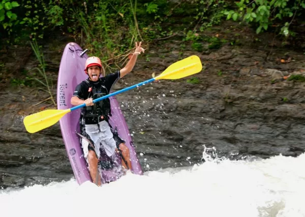 Kayak guide having some fun on the job!