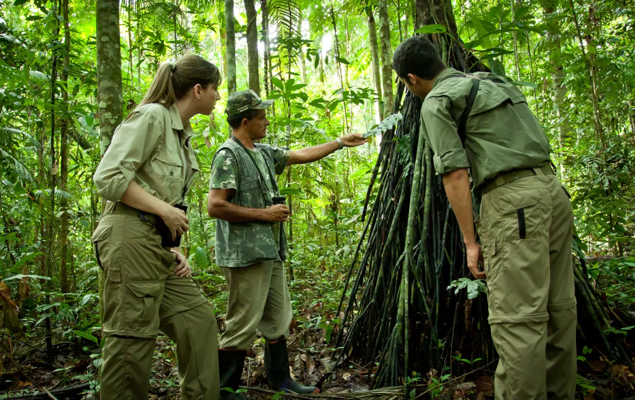 Exploring the trails of Cristalino Jungle Lodge with your naturalist guide
