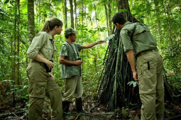 Exploring the trails of Cristalino Jungle Lodge with your naturalist guide