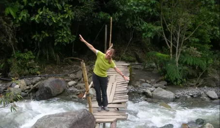 Goofing around on a hiking tour of Ecuador