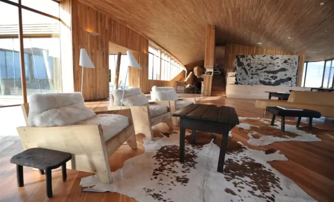 Settle in at Tierra Patagonia's luxurious lobby