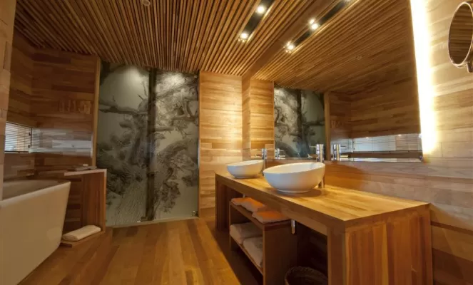 One of Tierra Patagonia's elegant bathrooms