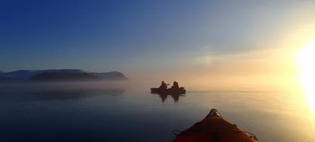 Sunset while kayaking at floe edge