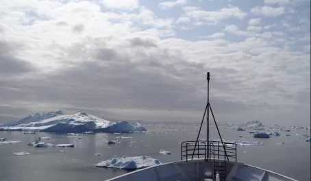 Icebergs blocking path of Sea Adventurer
