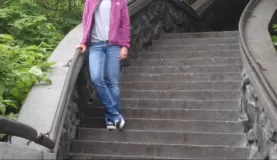 Aspen on steps to Castle Hill in Sitka