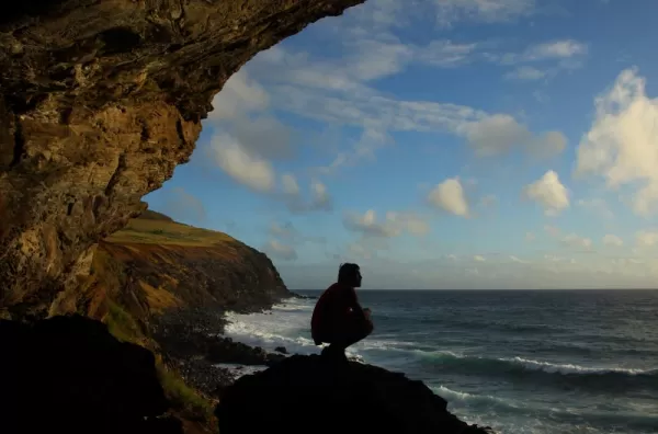 Admire the jagged landscape of Easter Island 