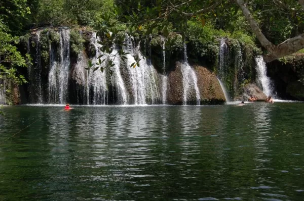Cool off under the falls in Bonito