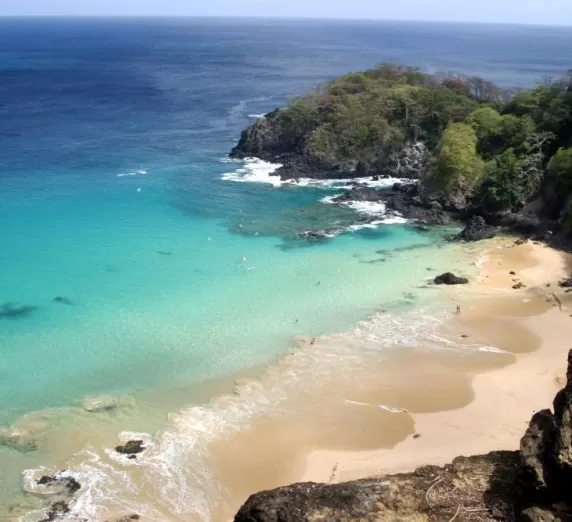 View of Brazil's iconic white sand beaches