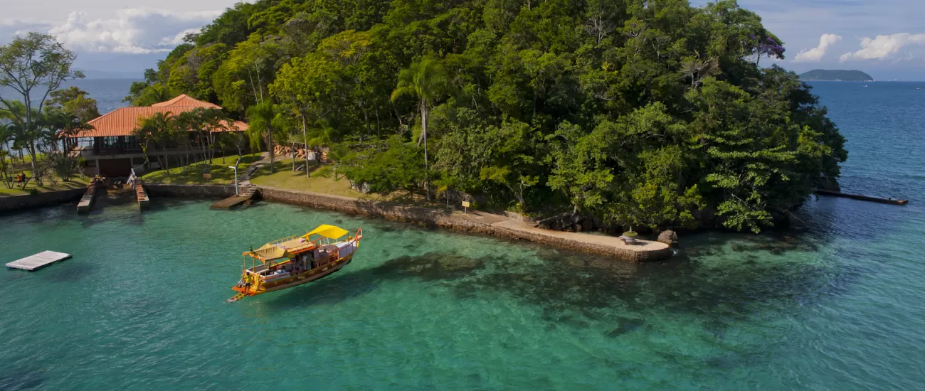 Take a boat ride through crystalline lagoons
