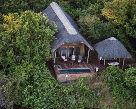 Aerial shot of Royal Zambezi Lodge in Zambia