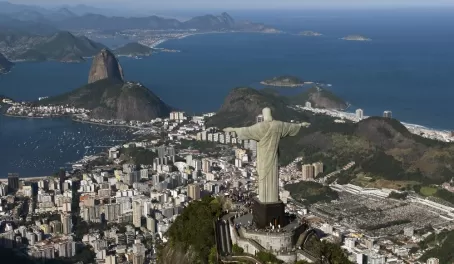 View of Rio from Christ the Redeemer statue during rio city tour