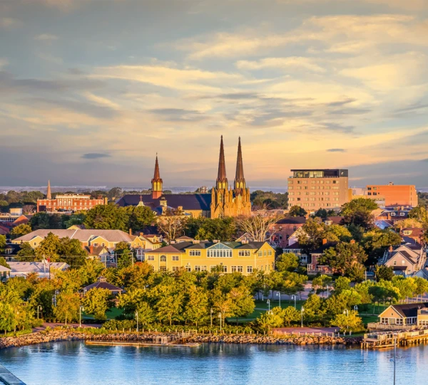 The scenic skyline of Charlottetown, the capital city of Prince Edward Island, Canada