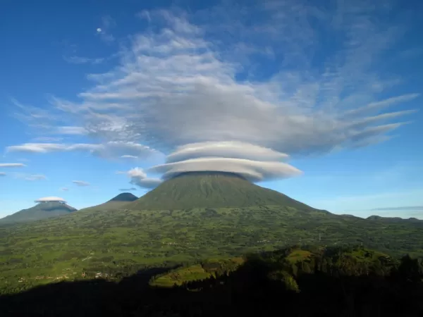 A cloud smothers Virunga Volcanoes