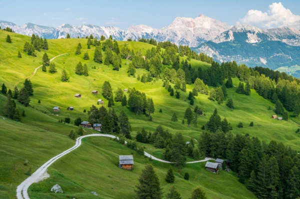 Mountain hut near Peitlerkofel in Antermoia, Val Badia in the Dolomites, one Unesco World Heritage Site