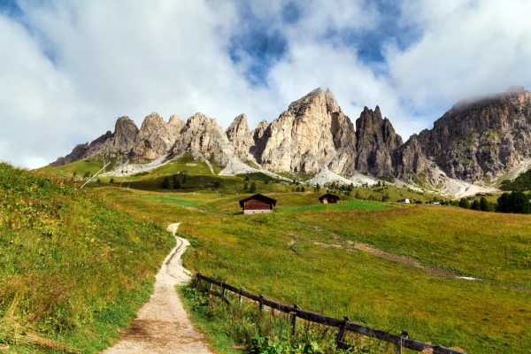 Walking trails in Puez Odle Natural Park in Val Gardena Italy