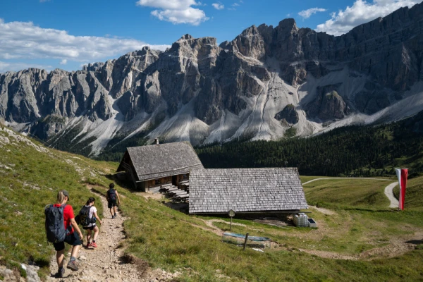 Friends hiking on the Dolomites; outdoor adventures