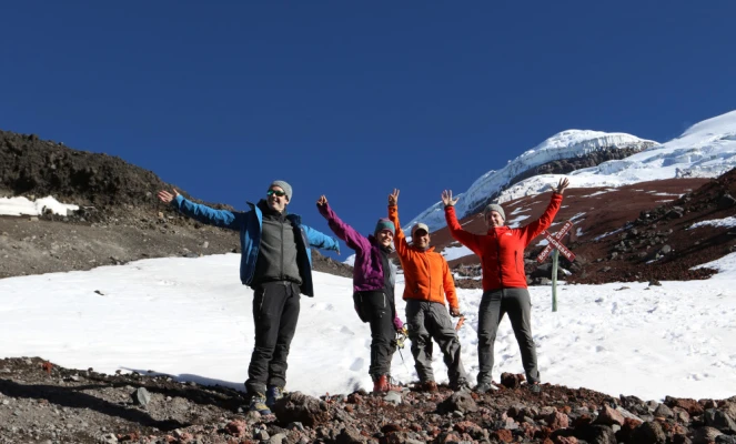 Hikers on the Cotopaxi Volcano in Ecuador