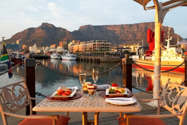 Dine on the patio by the water at the V&A Hotel