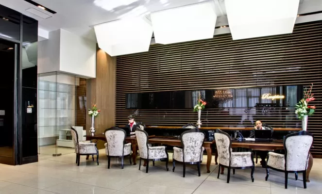 Pepper Club Luxury Hotel and Spa's reception area.
