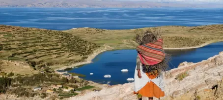 Local woman at Lake Titicaca