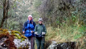 Trekking through the cloudforest on Perus Inca Trail.