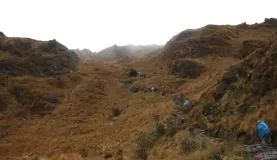 Crossing the infamous Dead Womans Pass on the Inca Trail