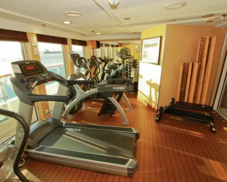Keep in shape in the exercise room aboard the National Geographic Orion