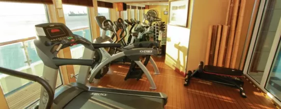 Keep in shape in the exercise room aboard the National Geographic Orion