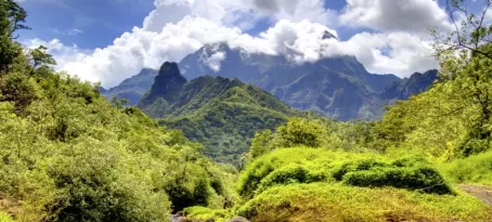 The mountainous island chain of Tahiti