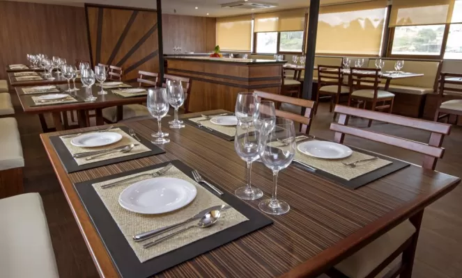 Enjoy fine dining aboard the M/V Anakonda