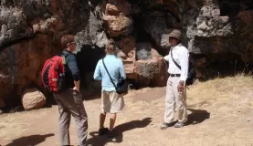 Exploring ruins near Sacsayhuaman with our guide