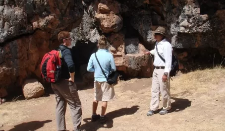 Exploring ruins near Sacsayhuaman with our guide