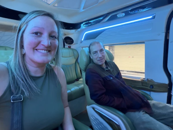Inside interior of the limousine van service