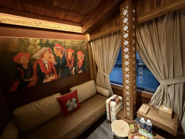 Inside the overnight train from Hanoi to Lao Cai Vietnam