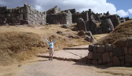 Beth enjoying the fantastic Inca ruins at Sacsayhuaman