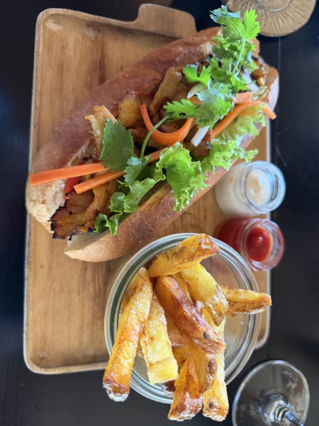 A plate of Vietnam's famous Banh Mi sandwich