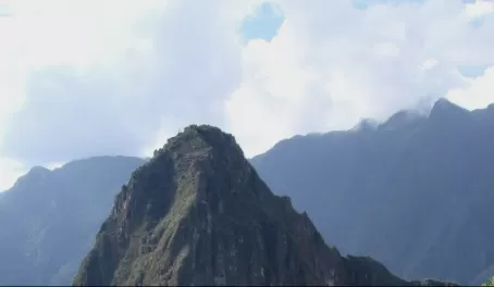 Travelers hiking into Machu Picchu, Peru