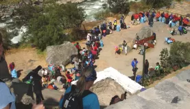 Porters in line to enter the Inca Trail