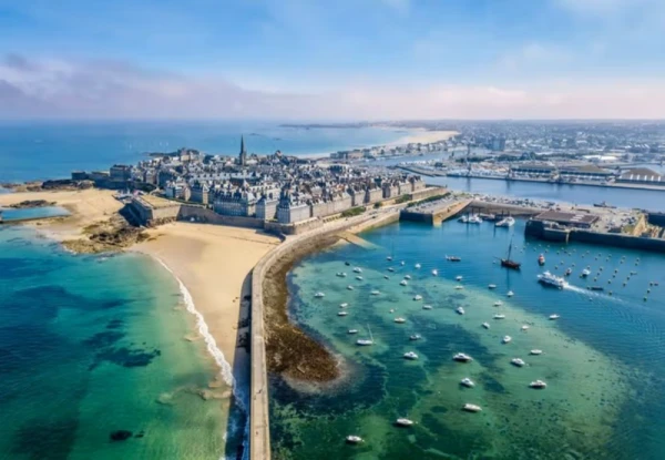 Aerial view of Saint Malo, Brittany walled city